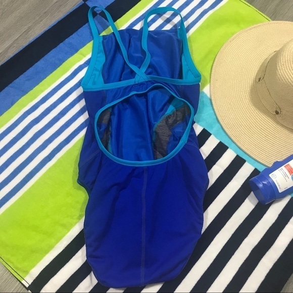 Speedo Blue One Piece Swimsuit Size 10/36 - Picture 6 of 7